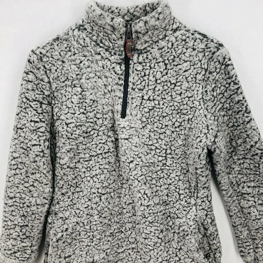 Weatherproof Vintage Womens Small Gray Faux Sherpa Fleece 1/4 Zip Pullover Lined - Picture 1 of 12